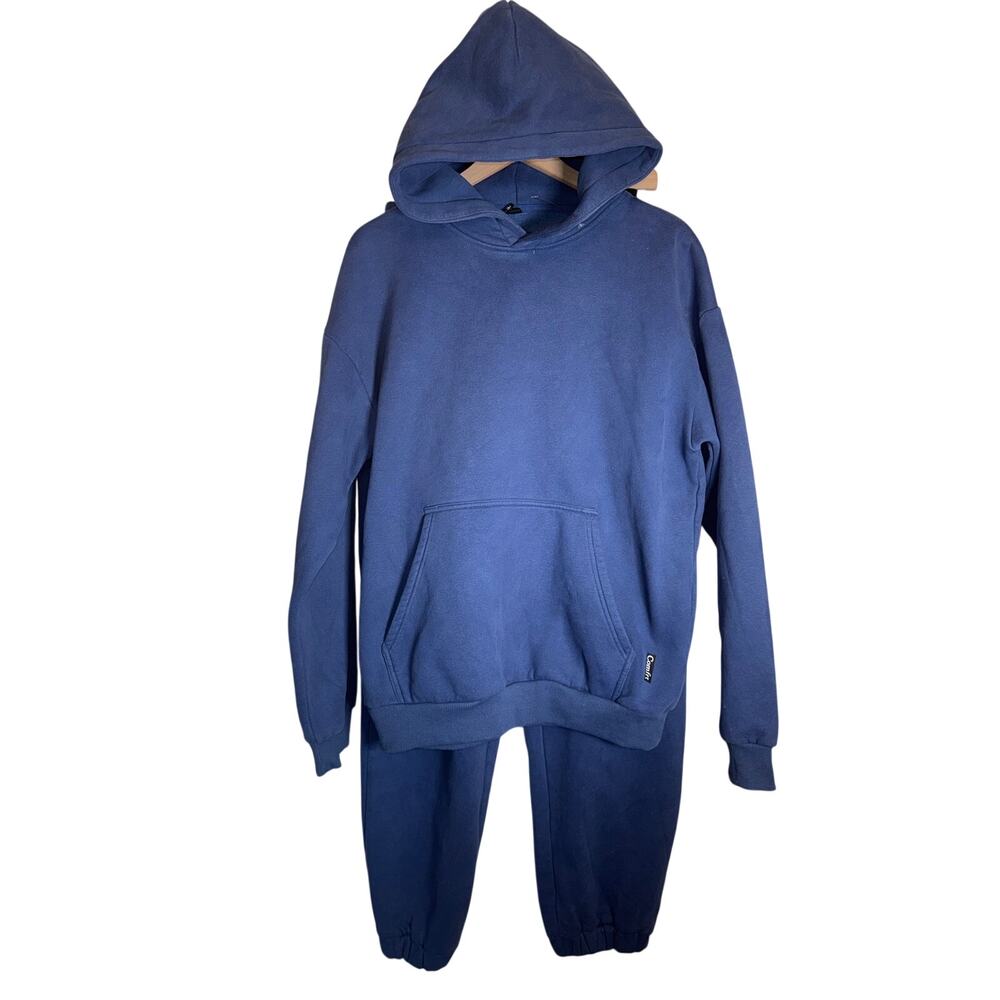 COMFRT blue weighted cozy two piece hoodie and jogger sweatpants L